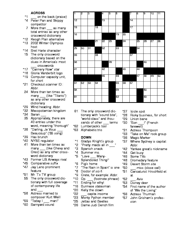 crossword puzzles printable hard