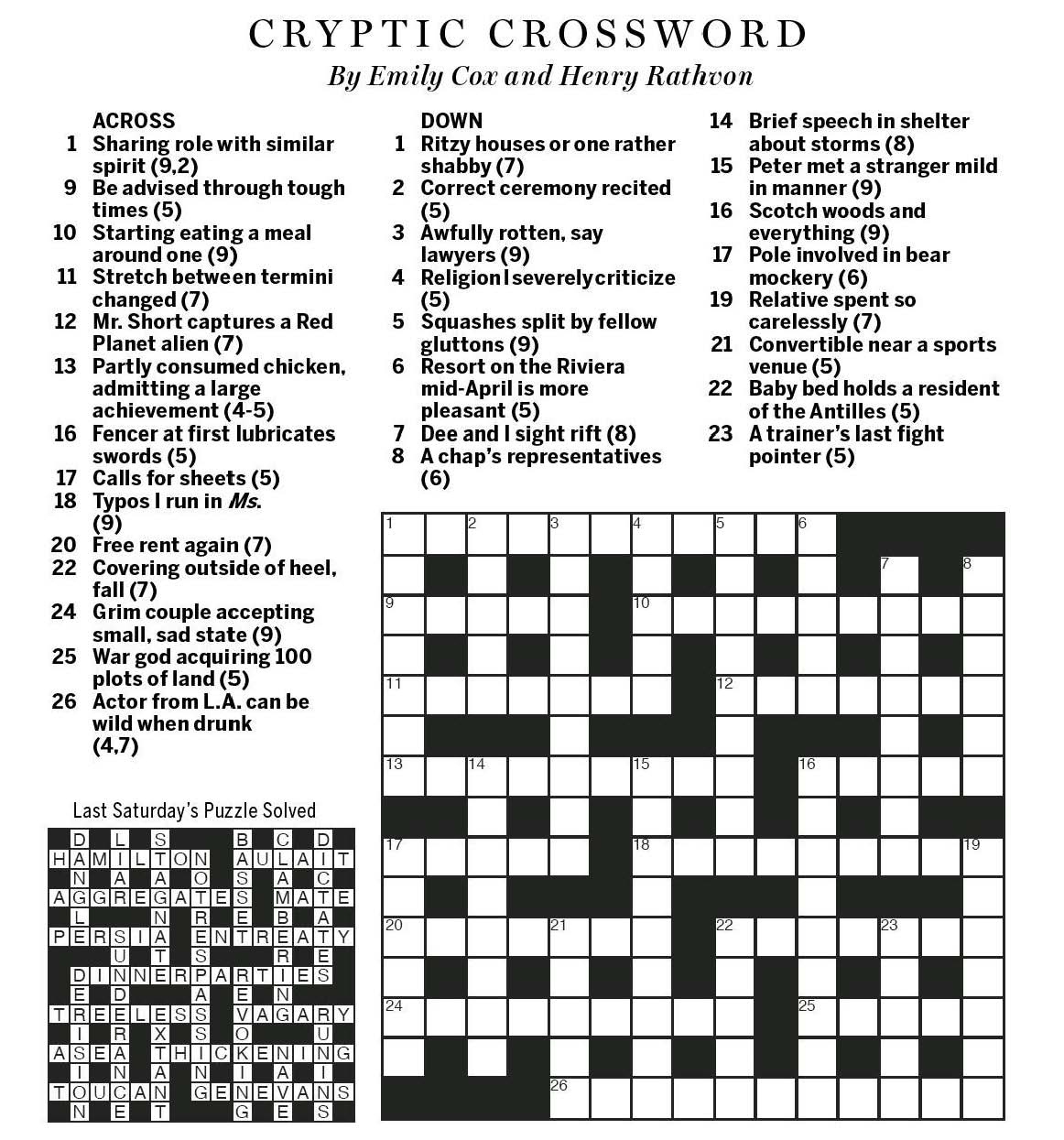 Free Printable Cryptic Crosswords Printable Party Favors