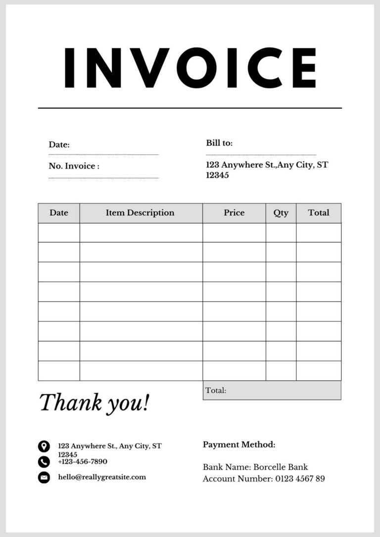 Free Printable Customizable Service Invoice Templates Canva