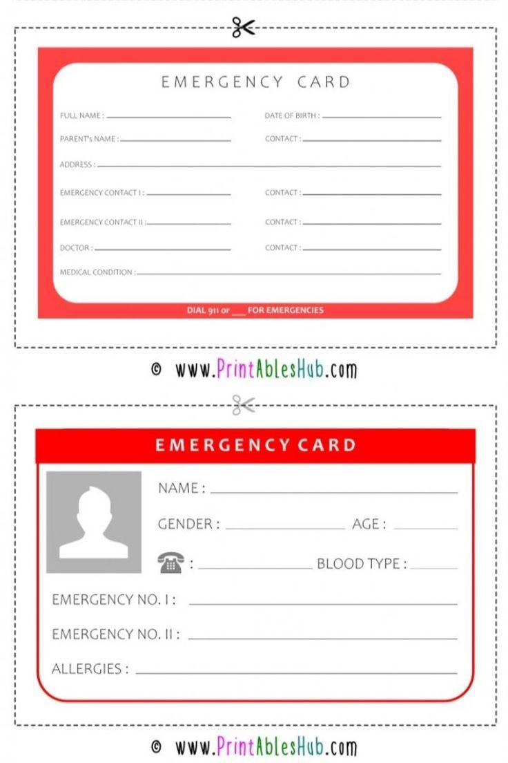 Free Printable Emergency Card Templates PDF Included Free Printable Emergency Card Templates PDF Included