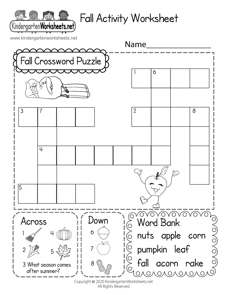 fall crossword printable