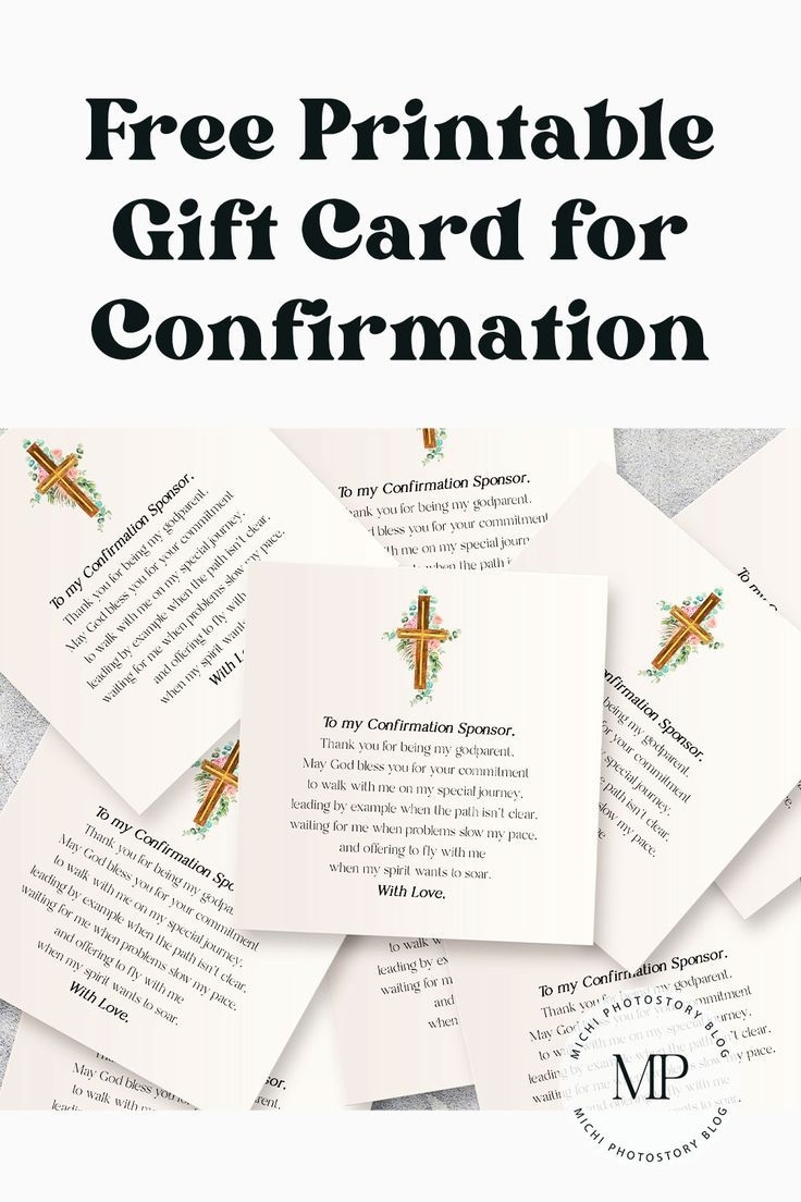 Free Printable Gift Card For Confirmation Sponsors