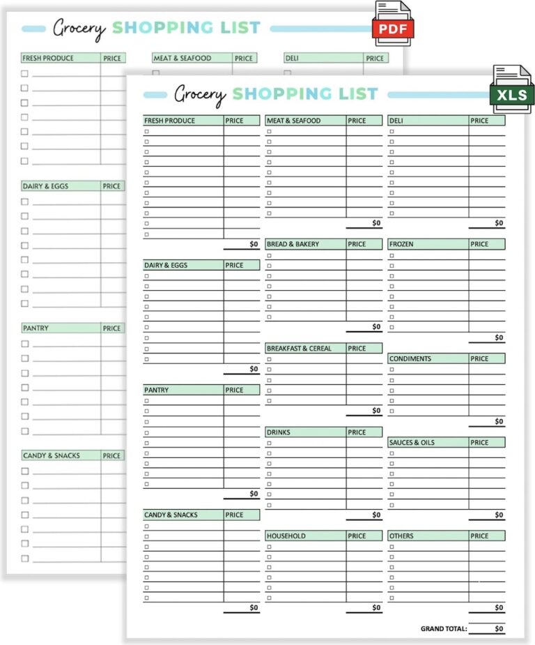 Free Printable Grocery List Templates In PDF WORD