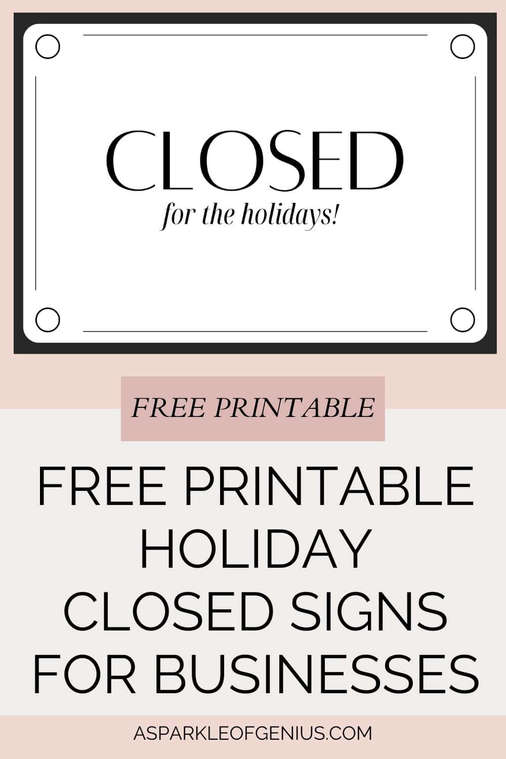 holiday closed signs printable