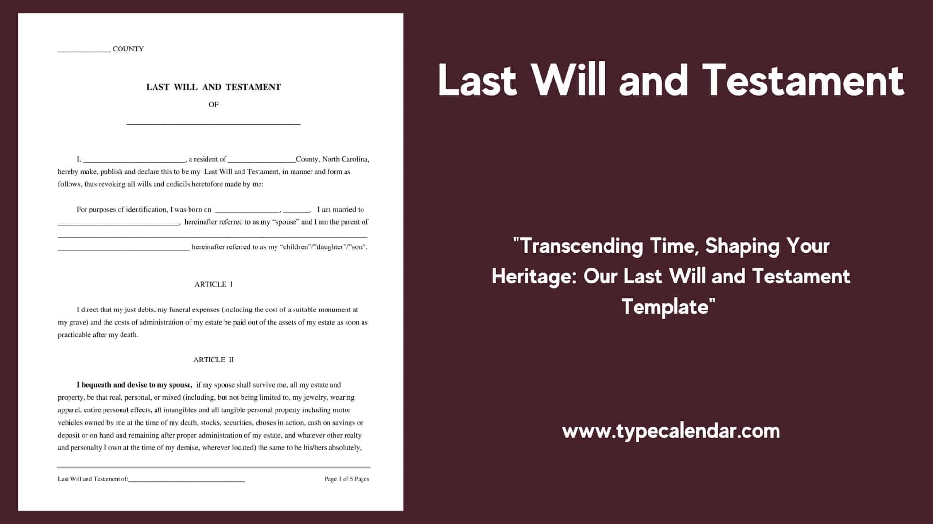 printable will and testament