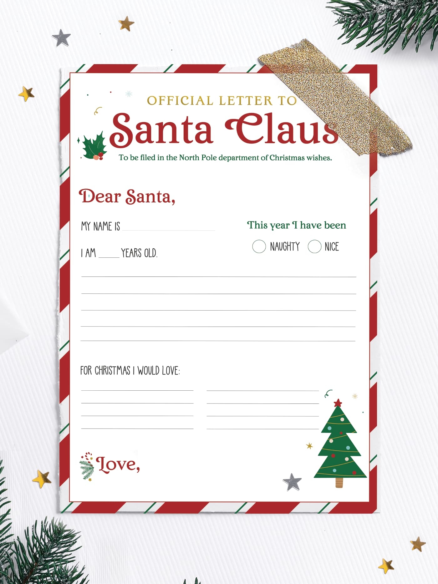 FREE Printable Letter To Santa Template Favorite Printables