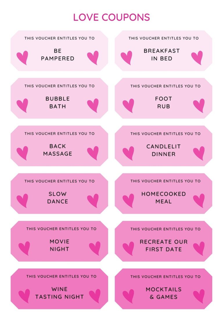 Free Printable Love Coupon Templates Canva
