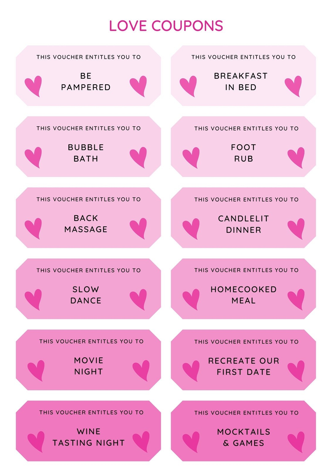 Free Printable Love Coupon Templates Canva