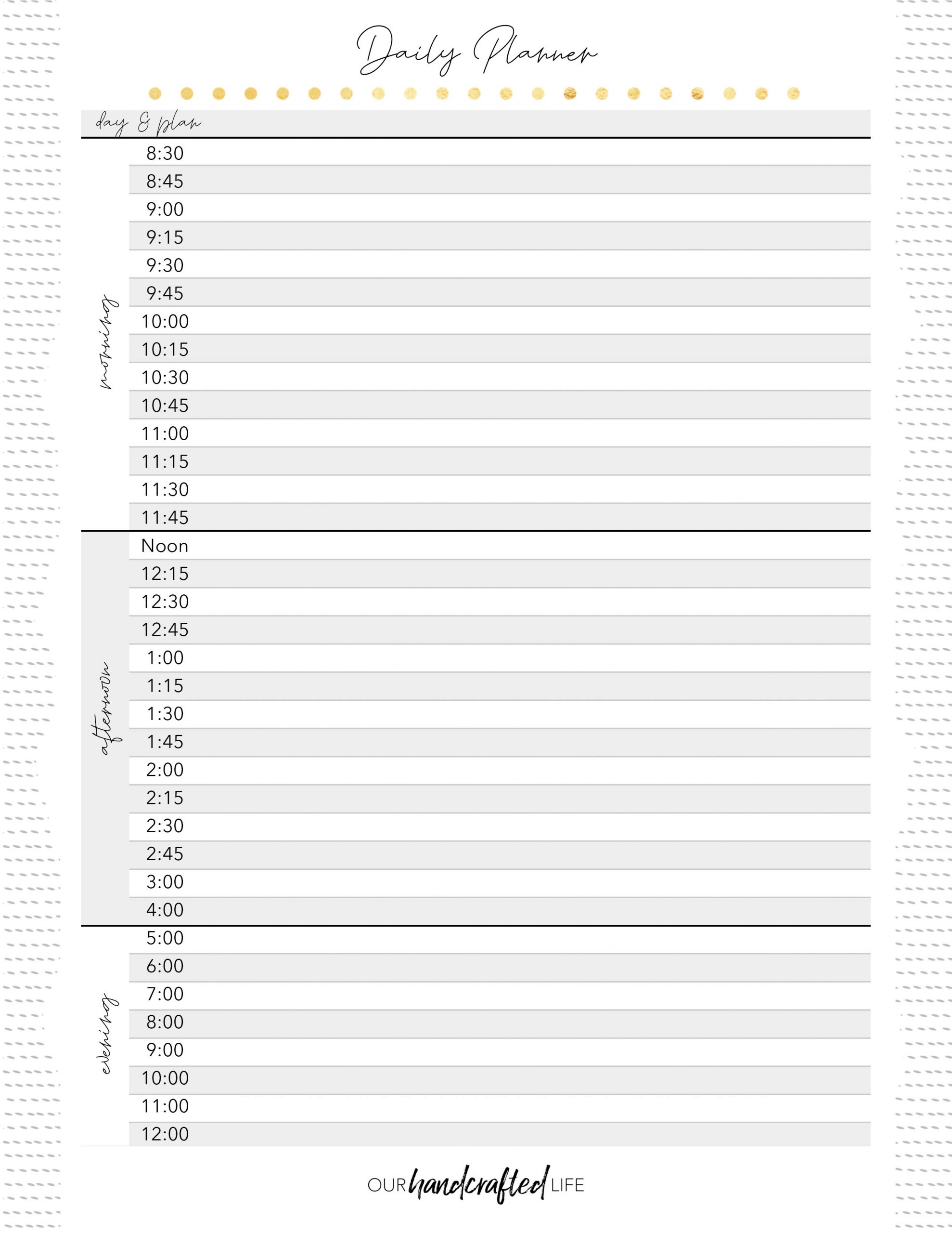 free printable daily planner