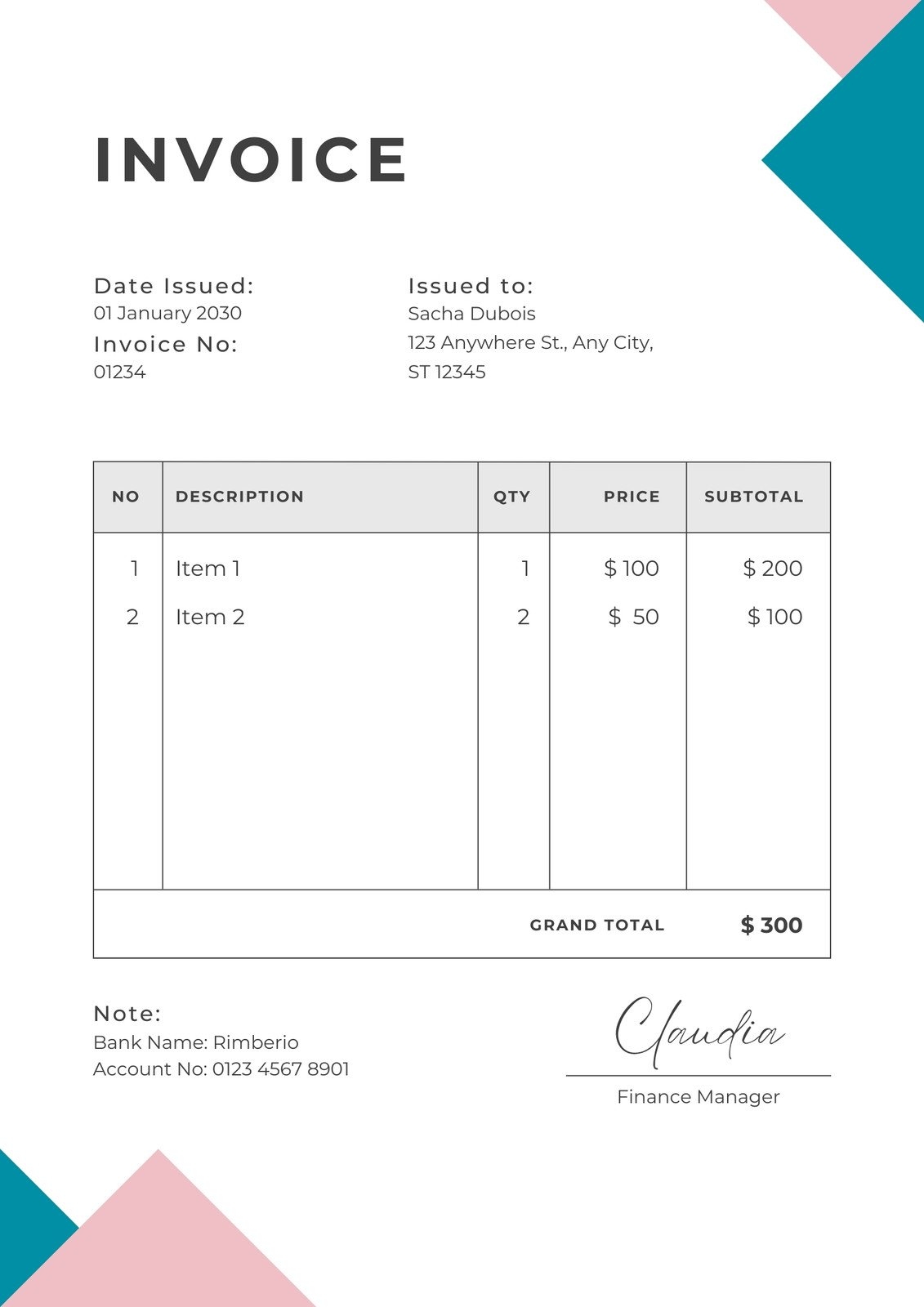 free printable invoice templates