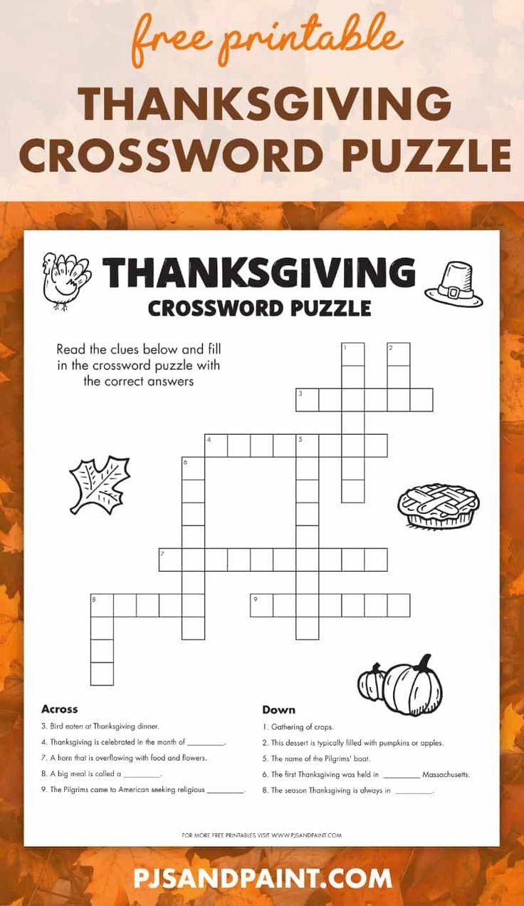 Free Printable Thanksgiving Crossword Puzzle Free Printable Thanksgiving Crossword Puzzle