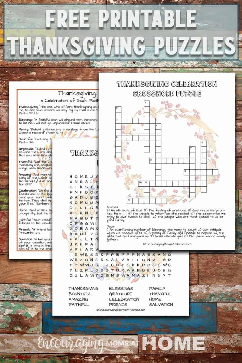 free printable thanksgiving crossword puzzles for adults