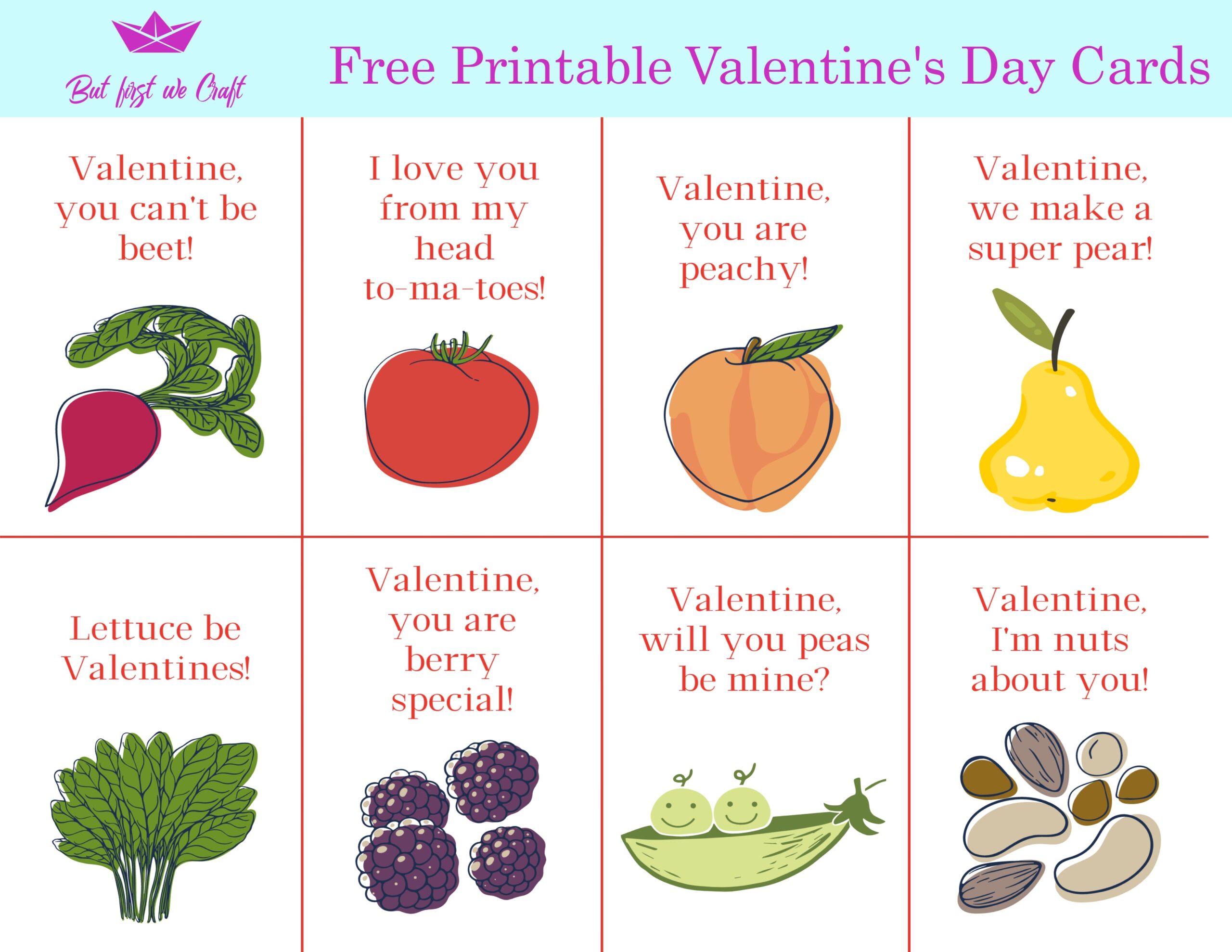 Free Printable Valentine Cards But First We Craft