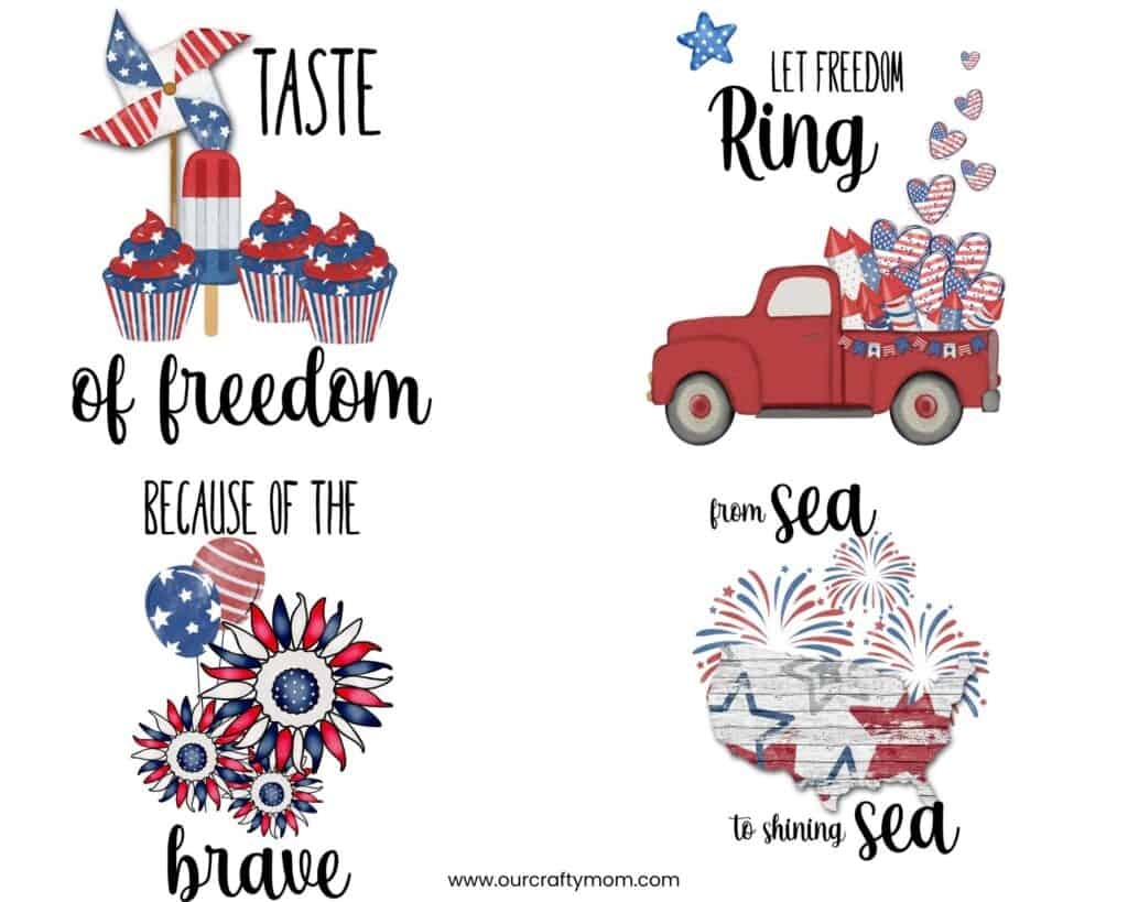 Free Printable Wall Art For 4th Of July Set Of 4 With Little Red Truck 