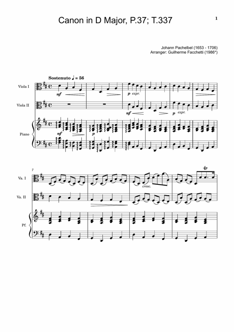 Free Sheet Music T 337 Pachelbel Johann Canon And Gigue In D title Free Sheet Music T 337 Pachelbel Johann Canon And Gigue In D