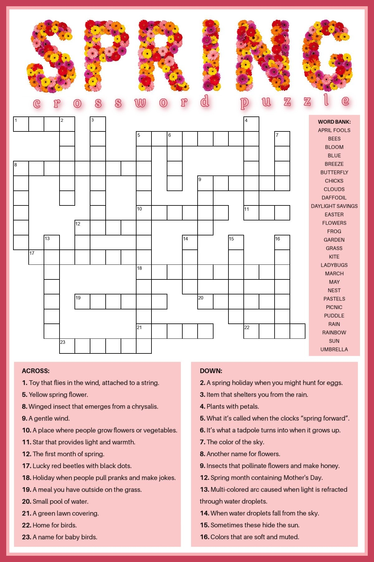 free crosswords printable