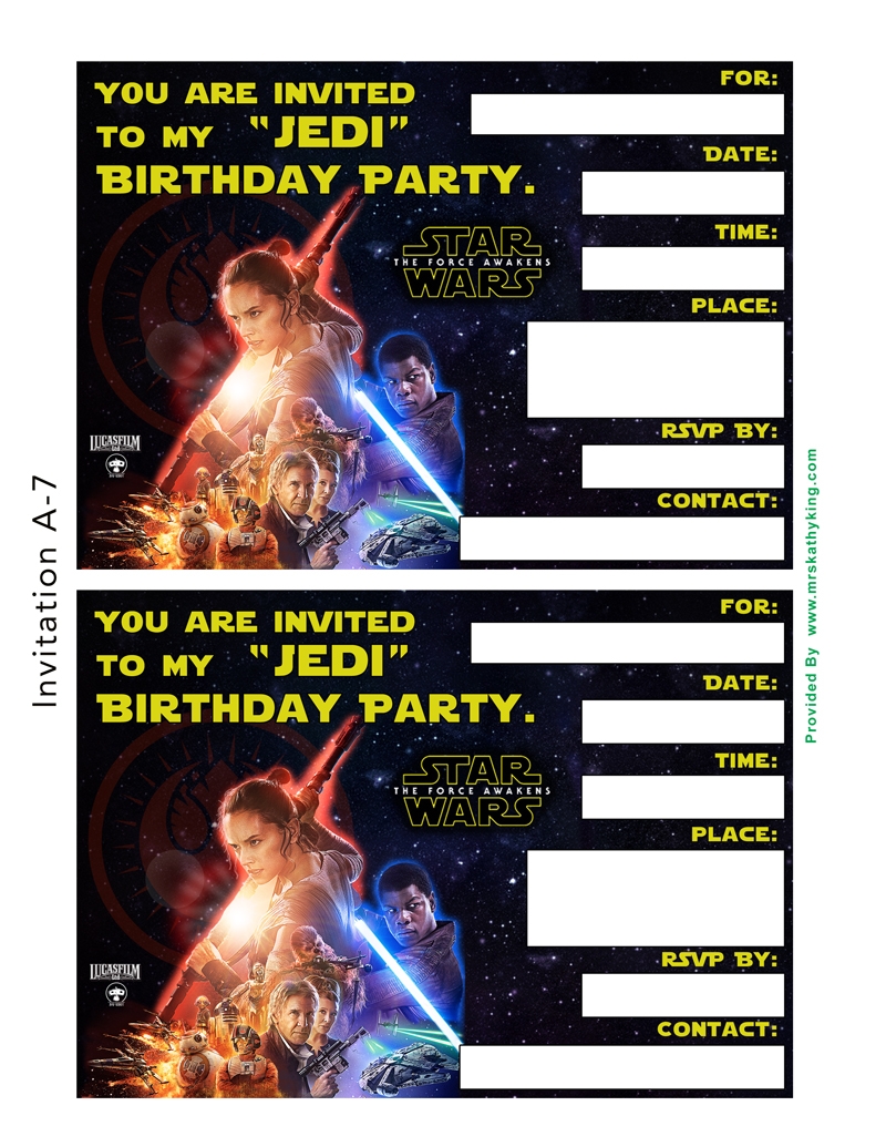 Free Star Wars The Force Awakens Invitation Thank You Card Templates TheLightSide TheForceAwakens StarWars Mrs Kathy King CEO Of Tiara Marketing