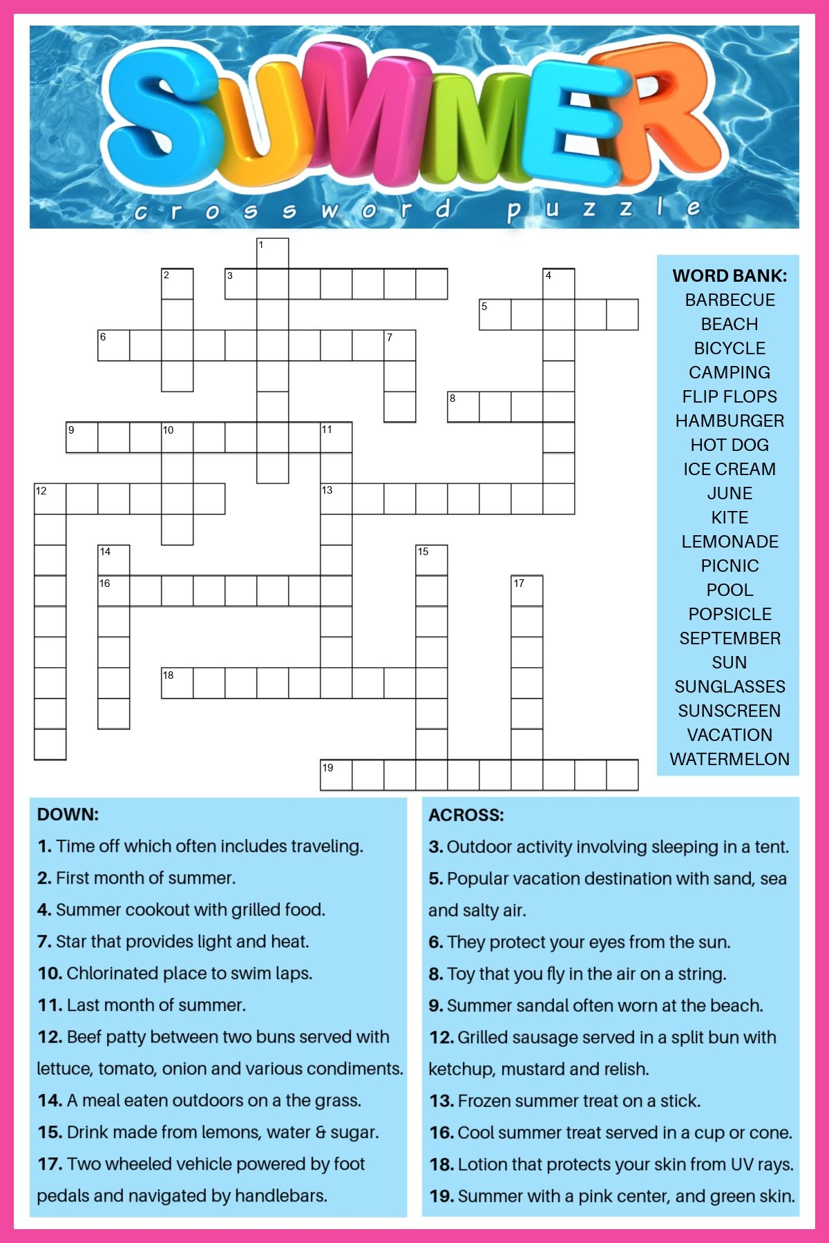 free printable crossword puzzles adults