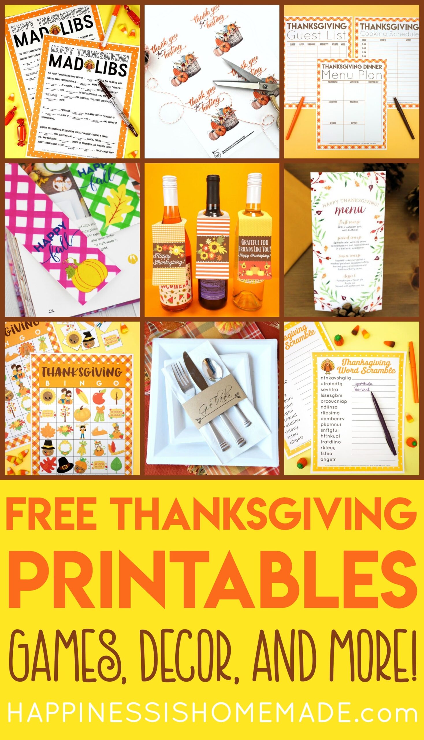 Free Thanksgiving Printables Happiness Is Homemade