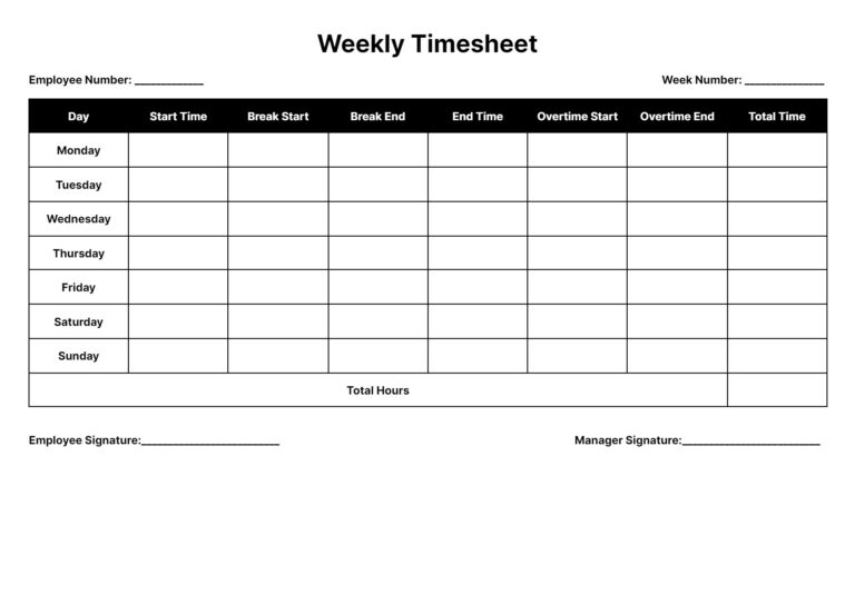 Free Timesheet Templates Download Daily Weekly And Monthly Time Sheets