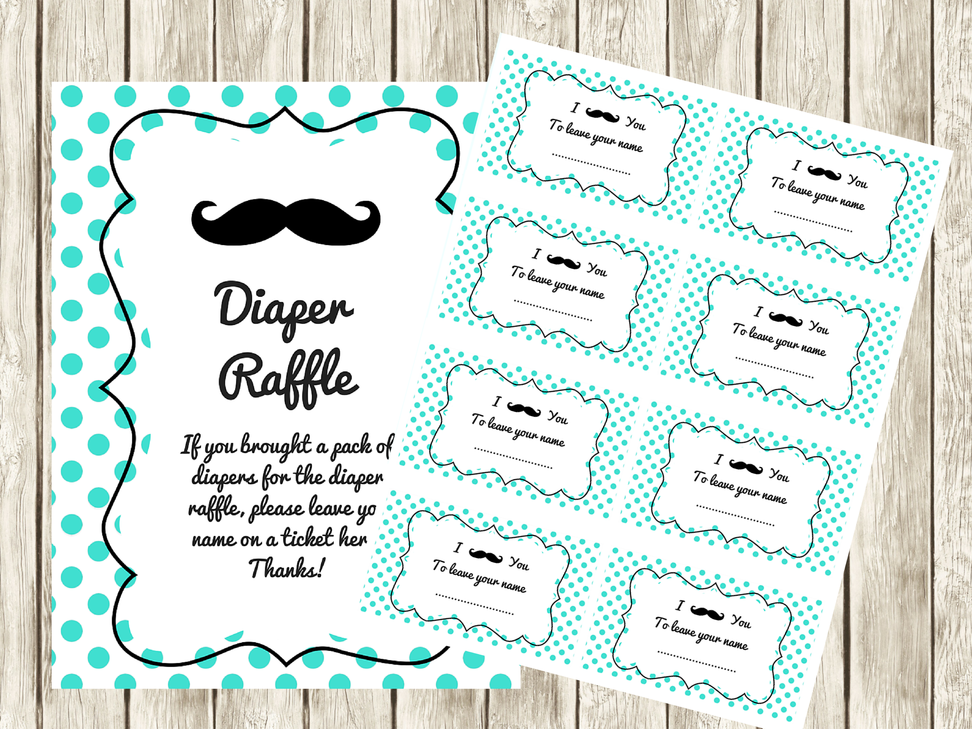 free printable baby shower diaper raffle tickets