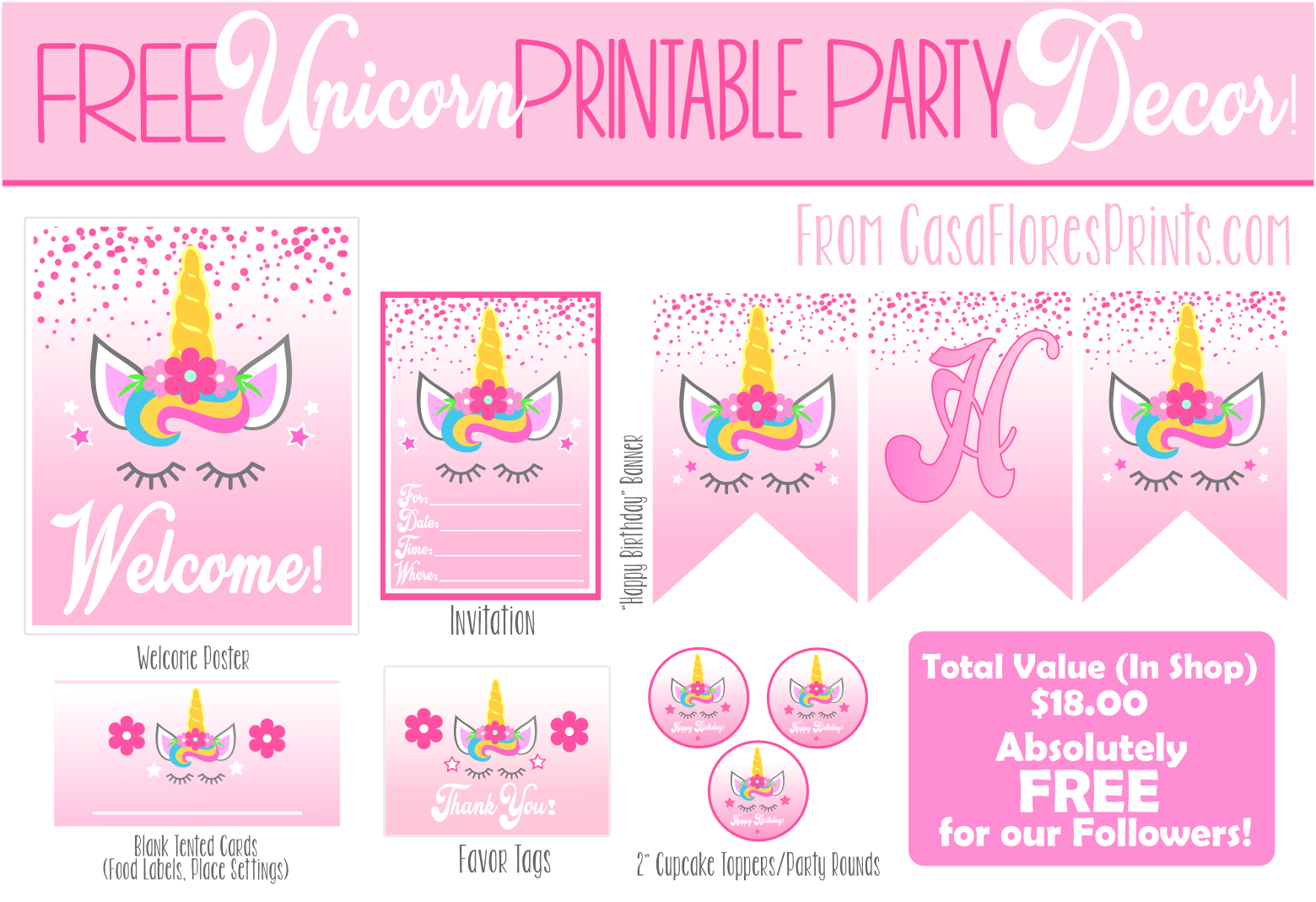 FREE Unicorn Party Printables