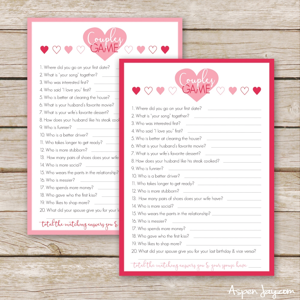 Free Valentines Couples Game Cards Aspen Jay Free Valentines Couples Game Cards Aspen Jay