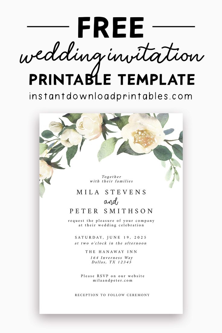 Free Wedding Invitation Templates Instant Download Printables Instant Download Printables