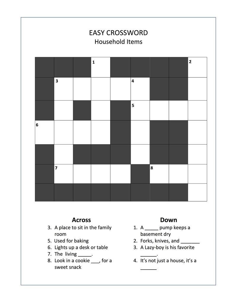 easy crosswords for seniors printable