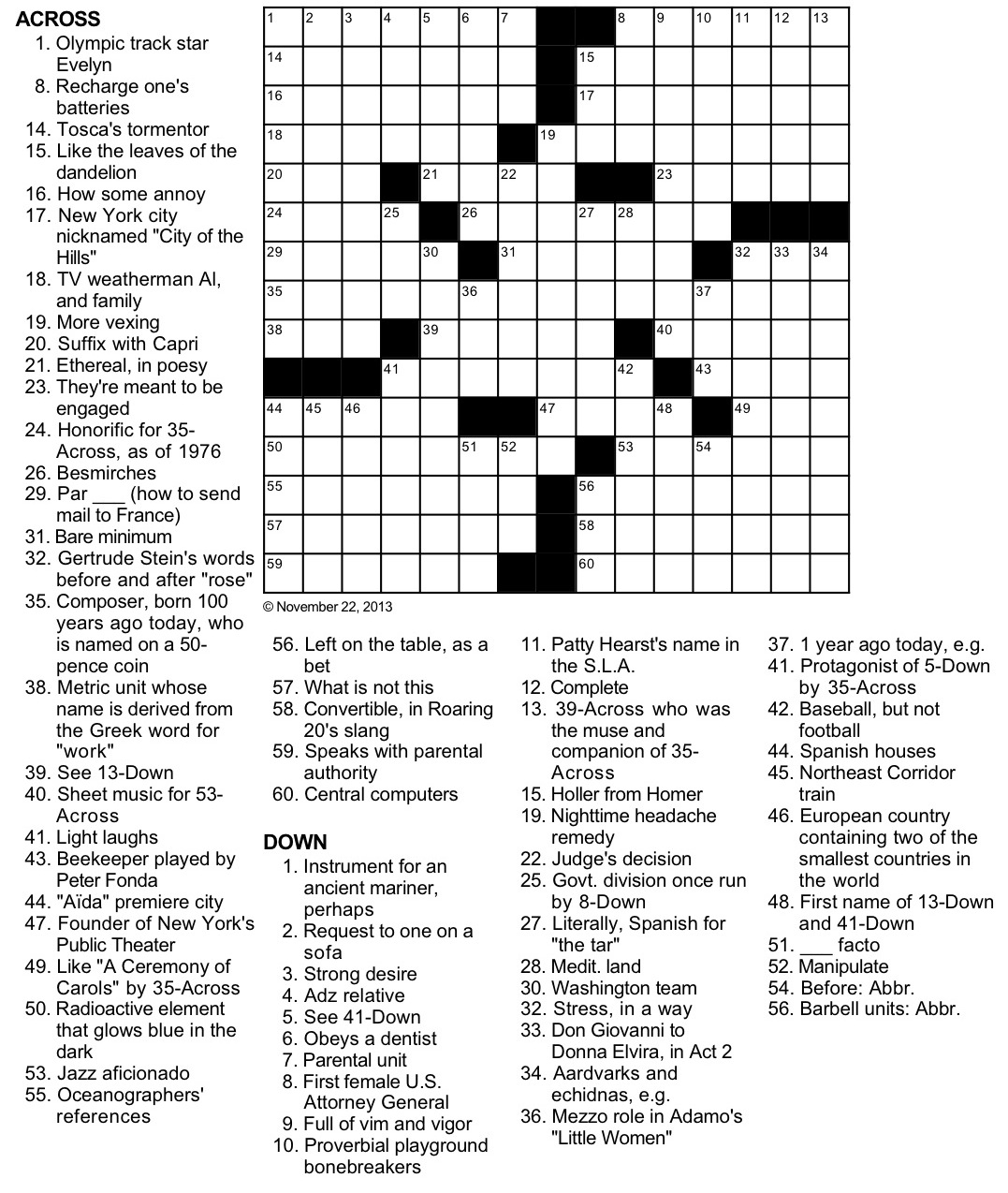 Fun Free Music Crossword Puzzles Worksheets Library