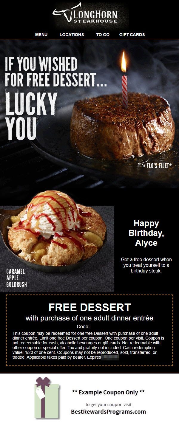 Get A FREE Birthday Gift At LongHorn Steakhouse 
