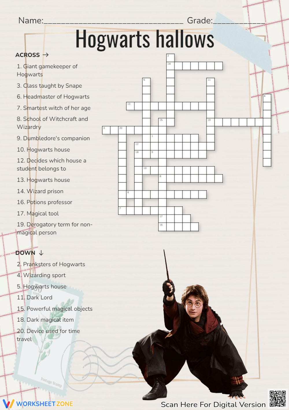 printable harry potter crossword