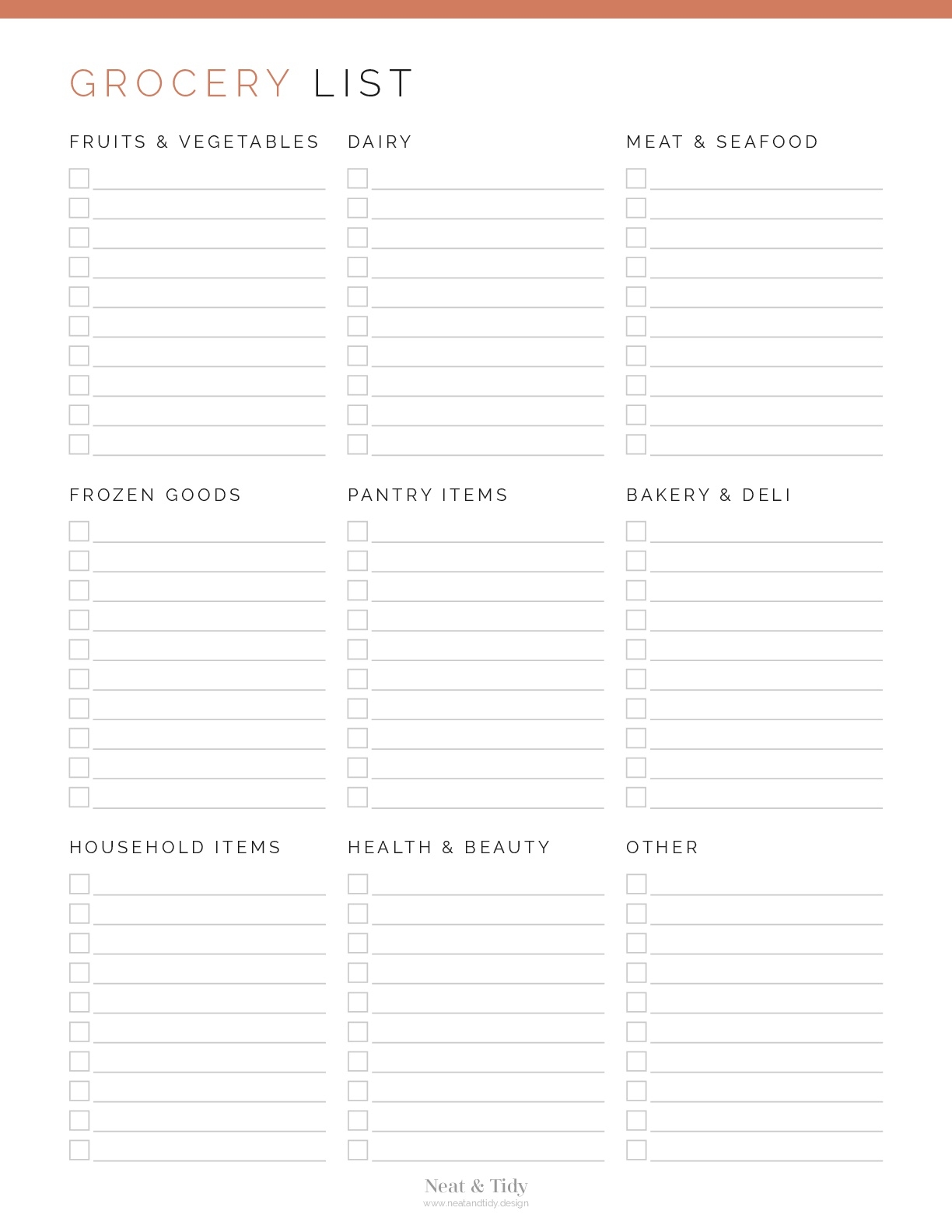 free printable grocery list by aisle