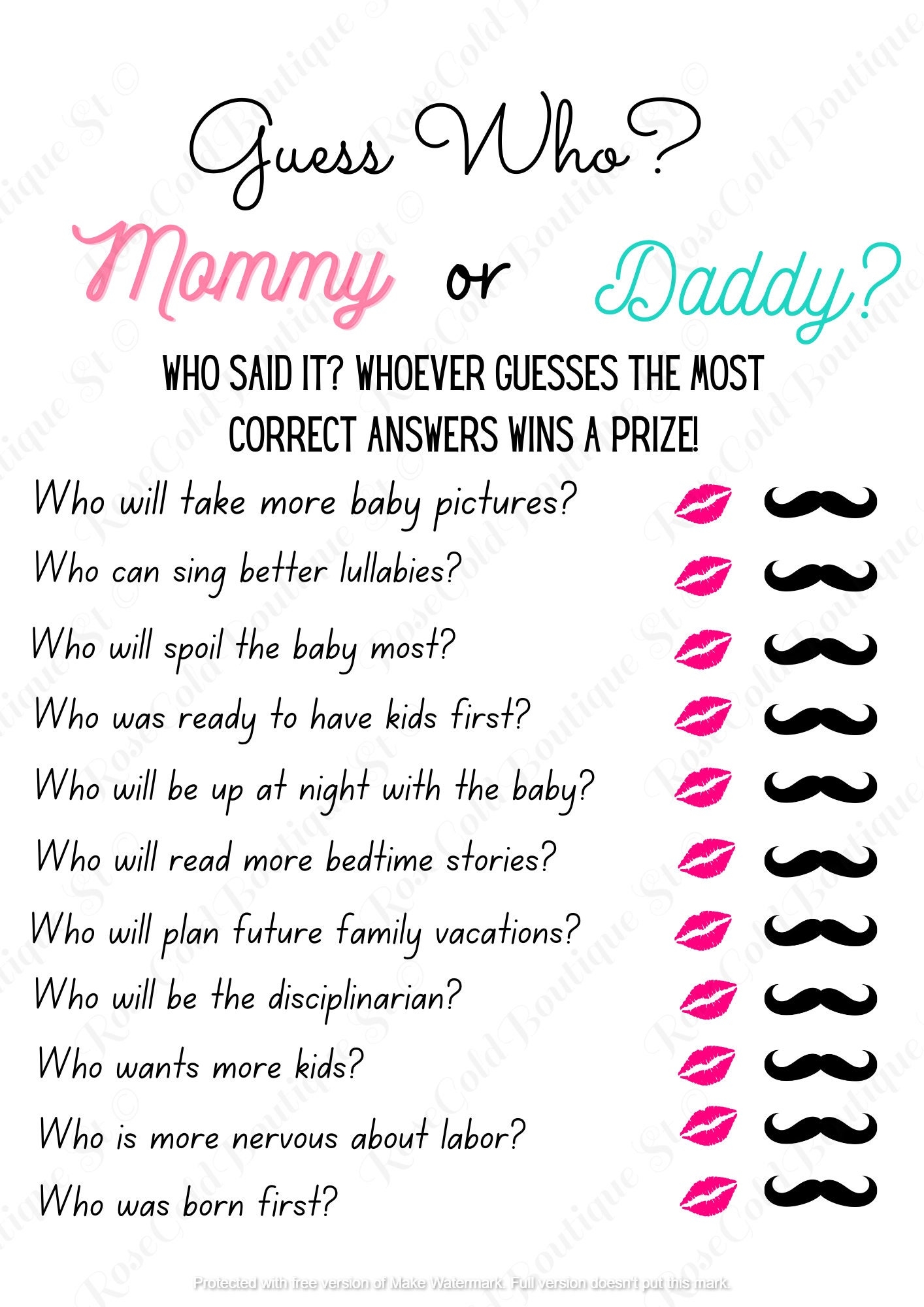 Guess Who Mommy Or Daddy Baby Shower Game instant Download Etsy Guess Who Mommy Or Daddy Baby Shower Game instant Download Etsy