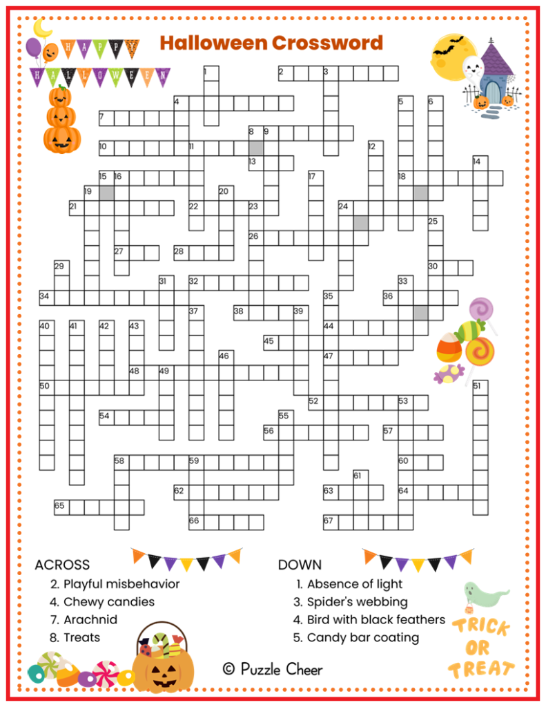 Halloween Crossword Puzzle Puzzle Cheer Halloween Crossword Puzzle Puzzle Cheer