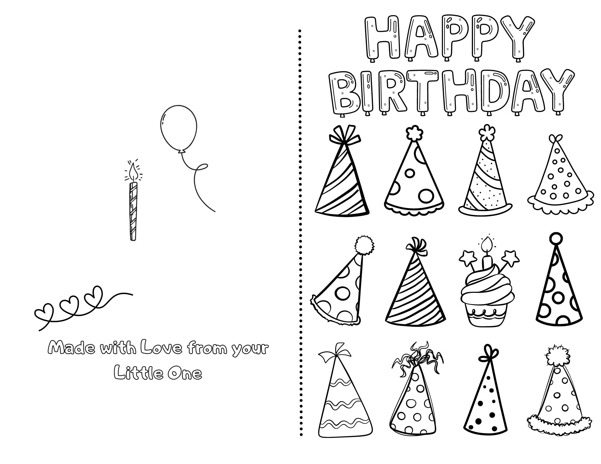 Happy Birthday Printable Foldable Kid Birthday Card To Color For Anyone Etsy