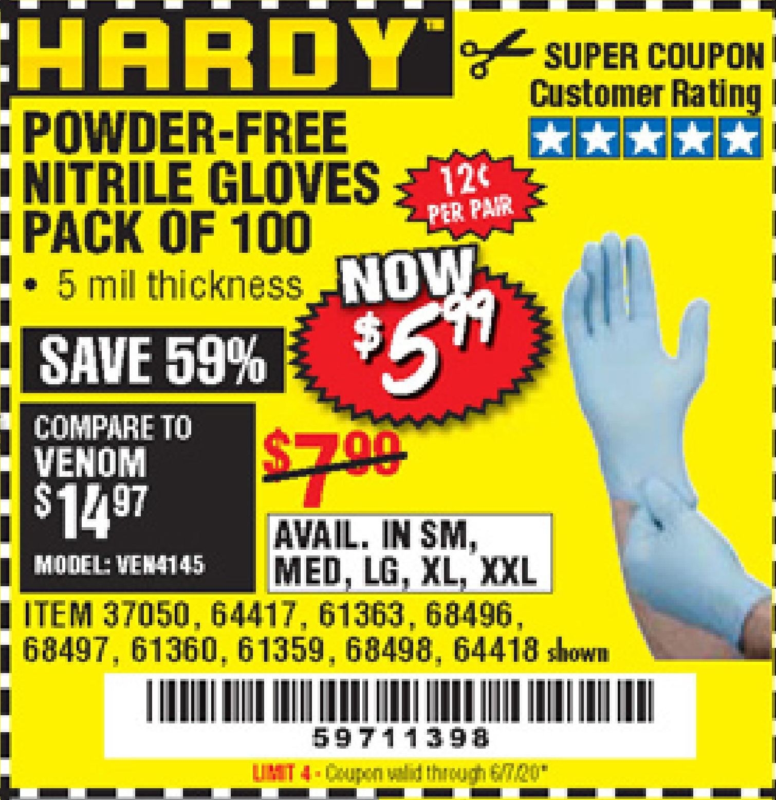 Harbor Freight Tools Coupon Database Free Coupons 25 Percent Off Coupons Toolbox Coupons 5 MIL NITRILE GLOVES 100 PK