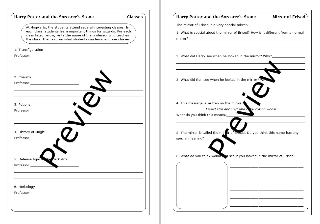 Harry Potter And The Sorcerer s Stone Worksheets Made By Teachers