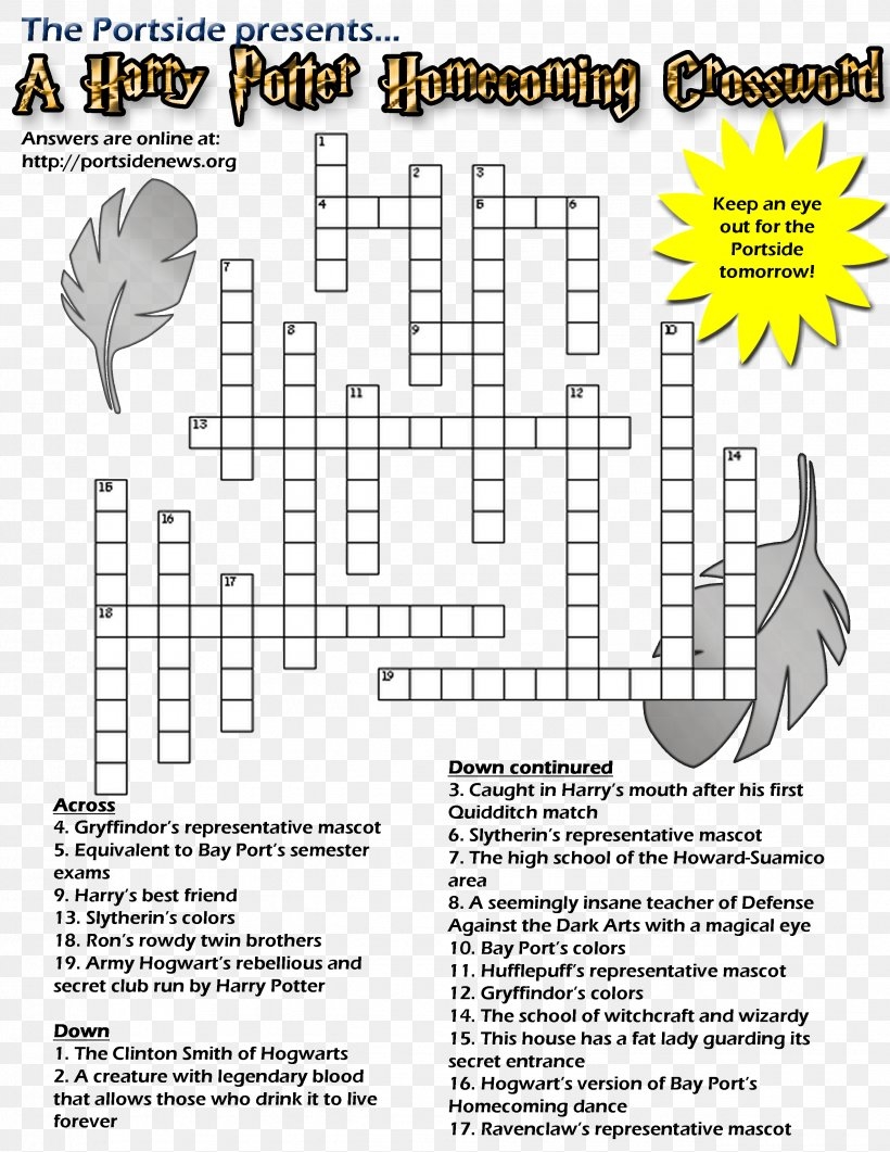 harry potter crossword puzzle printable
