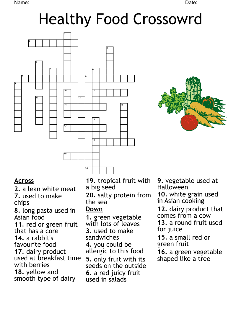 Healthy Food Crossowrd Crossword WordMint