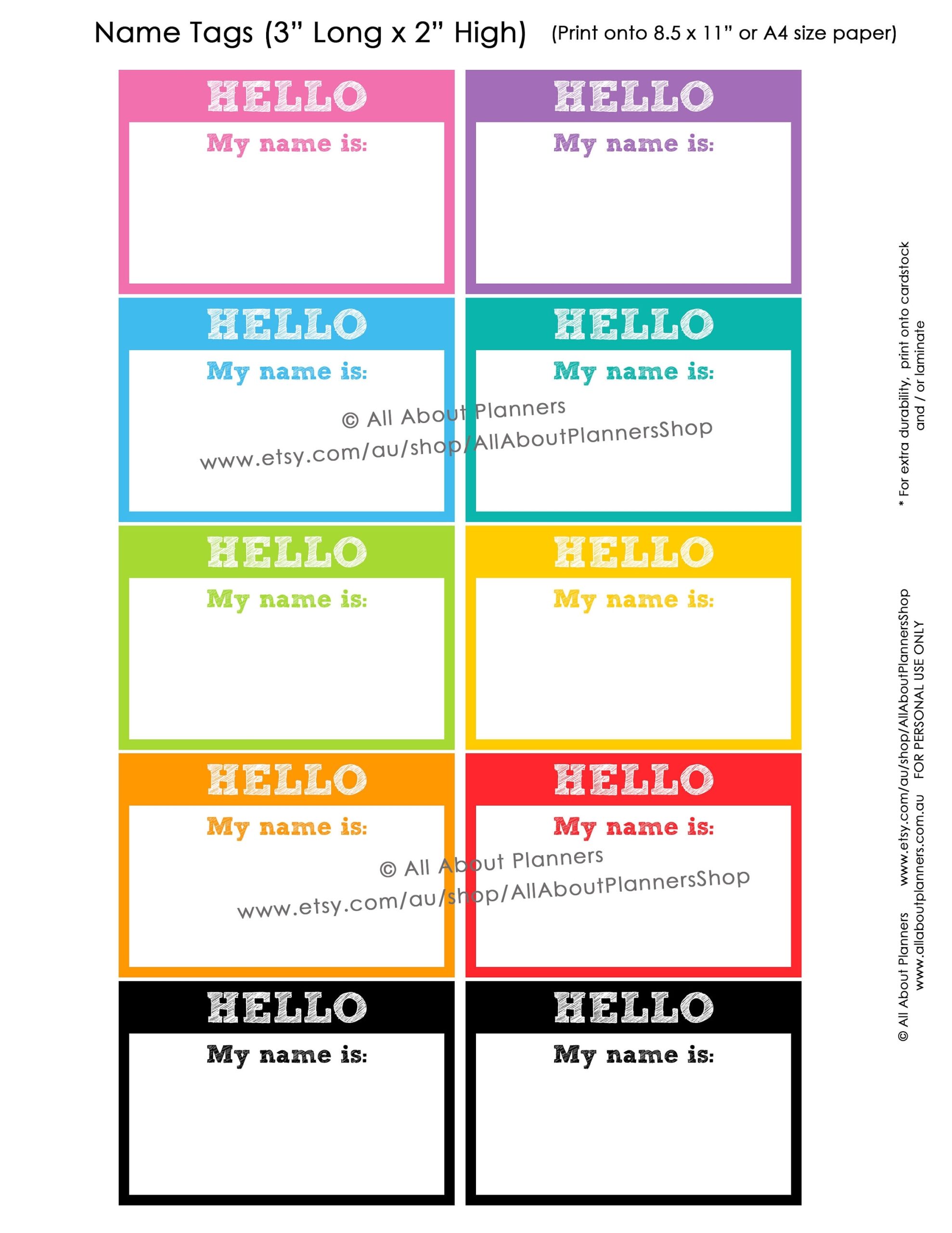 Hello My Name Is Labels Classroom Resource Printables Organization Rainbow Back To School Template PDF Editable Organizing Teacher Etsy
