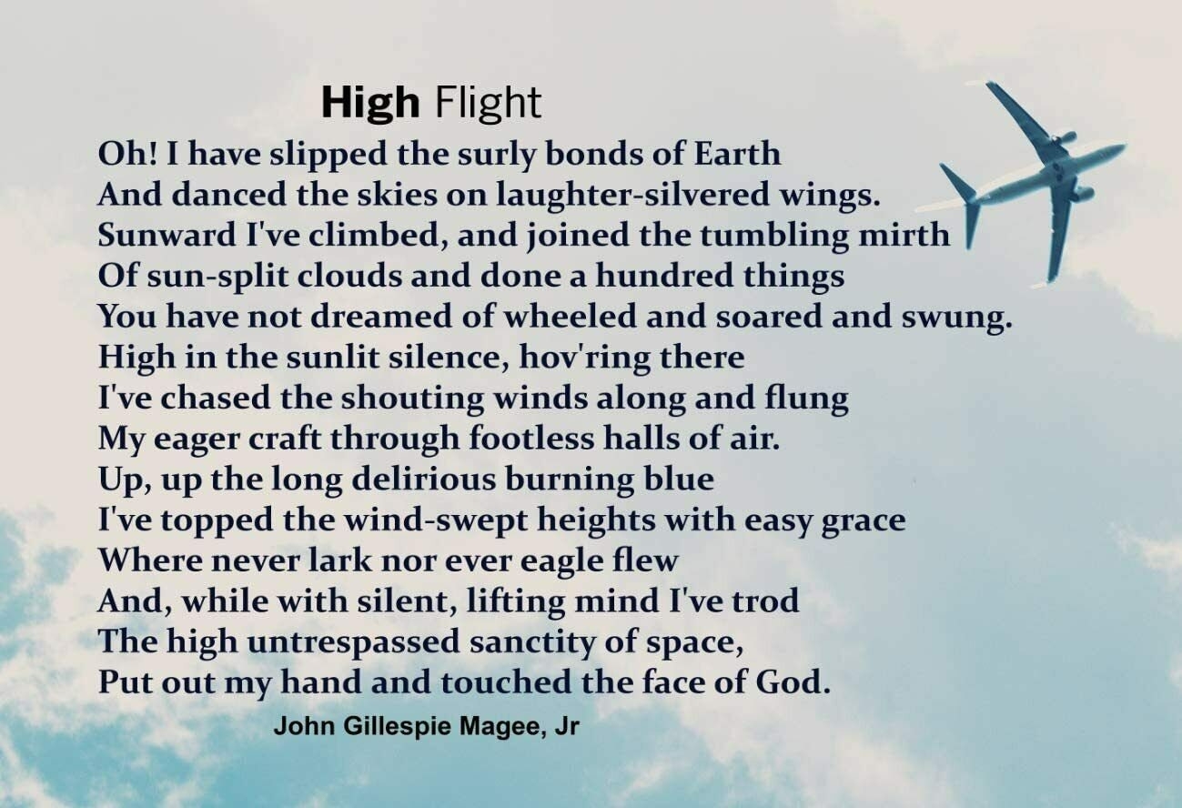 high flight poem printable