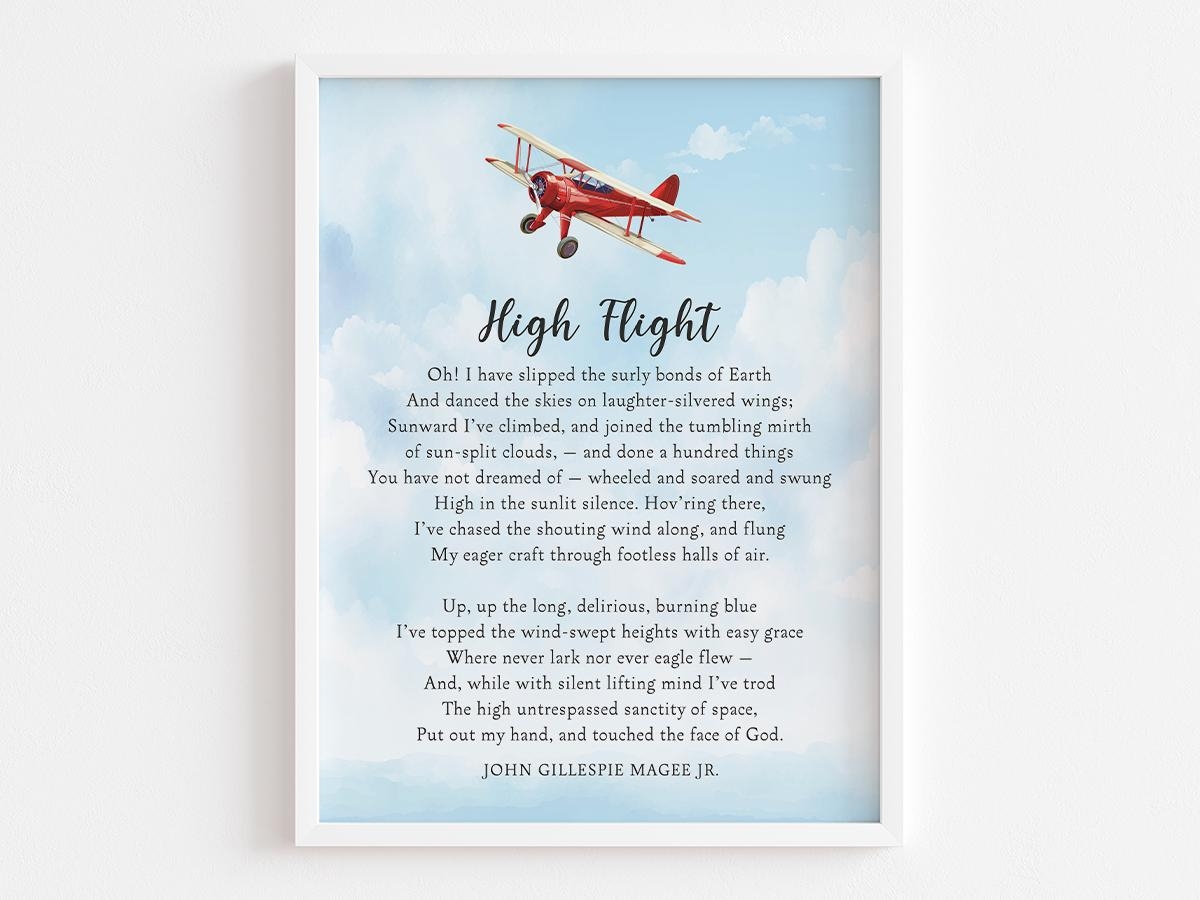 High Flight Poem By John Gillespie Magee Printable Aviator Print Digital Download Air Force Wall Art Typography Decor Airman Pilot Gift Etsy