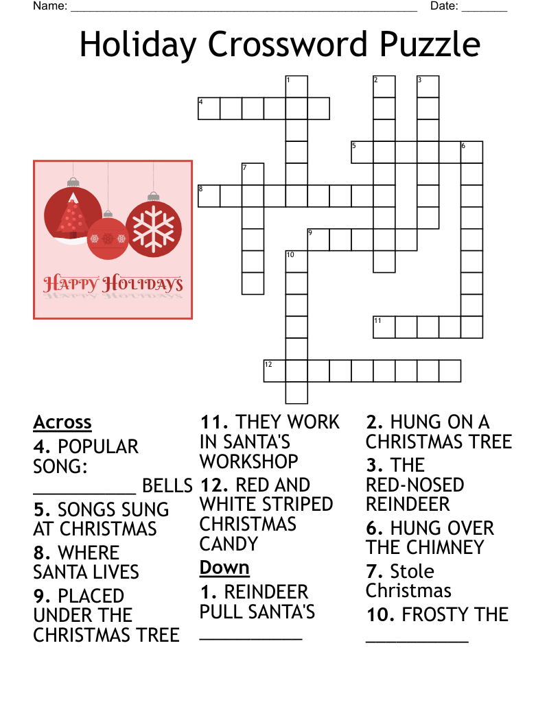 printable christmas crossword
