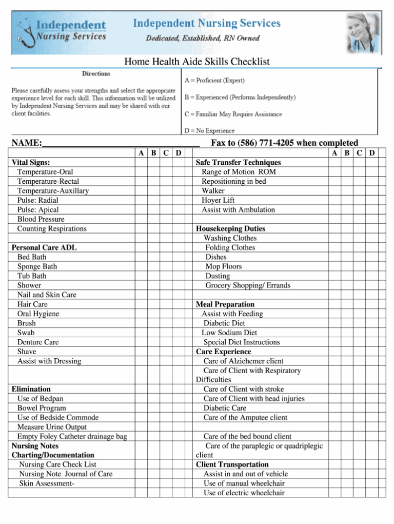 Home Health Aide Duties Checklist Fill Online Printable Fillable Blank PdfFiller