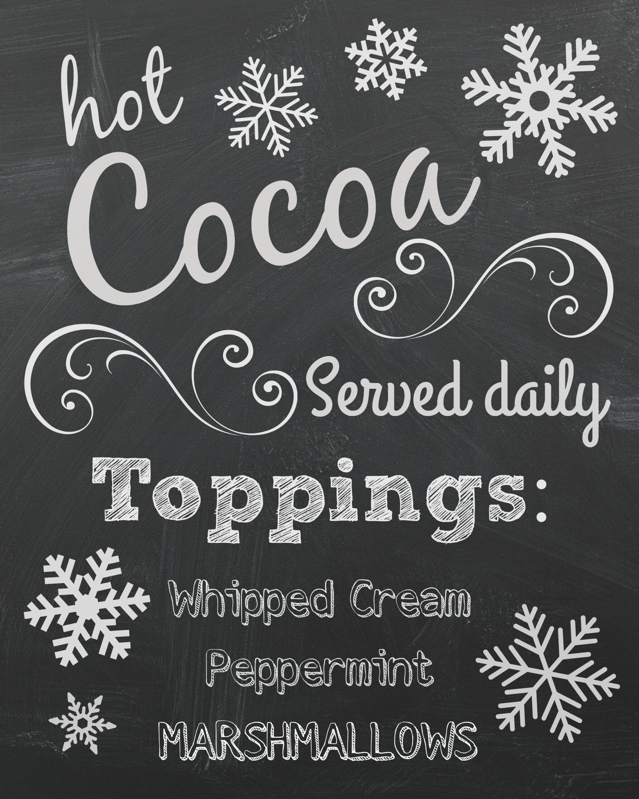 hot cocoa bar free printables