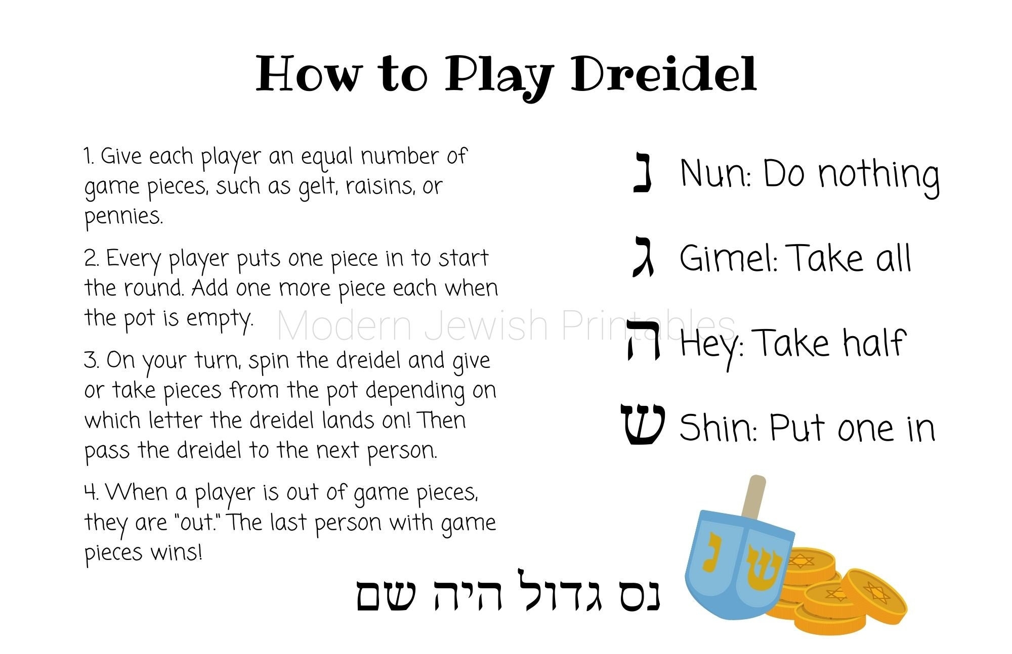 How To Play Dreidel Printable Directions Mom Printable