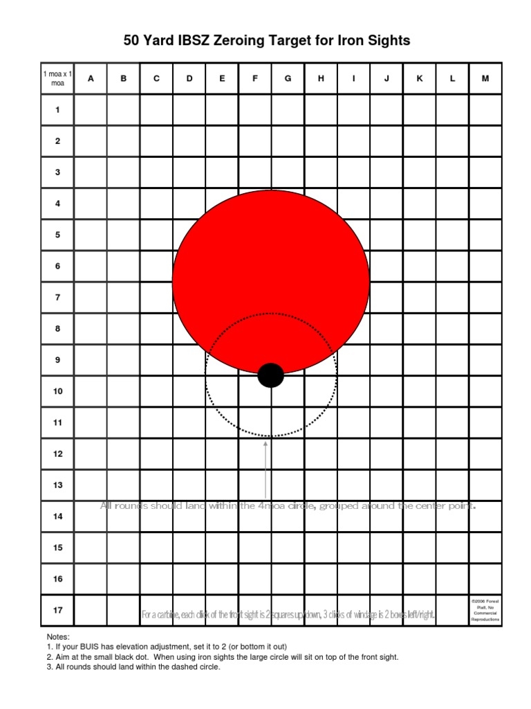 printable 50 yard zero target