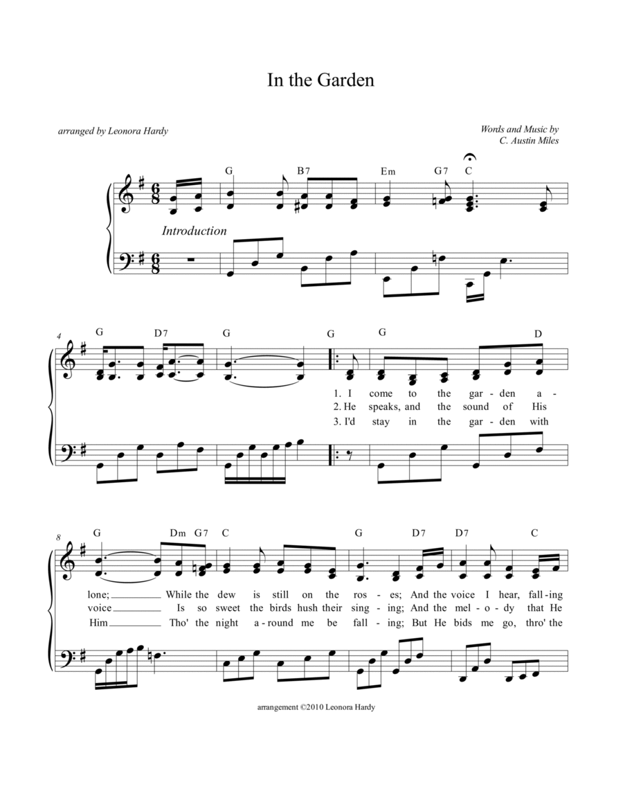 in the garden hymn printable
