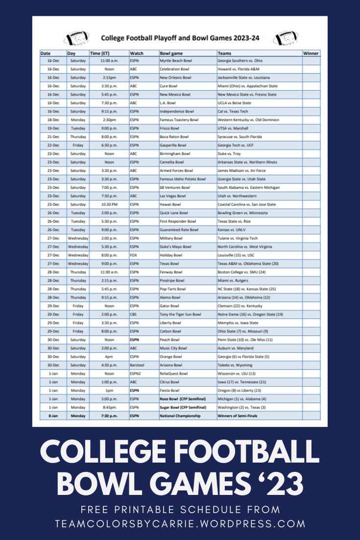 printable bowl game schedule